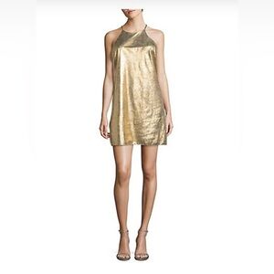NWOT H by Halston Gold Mini Dress (Women’s 8)